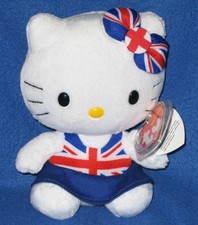 TY HELLO KITTY UNION JACK DRESS BEANIE BABY - MINT TAGS - UK EXCLUSIVE
