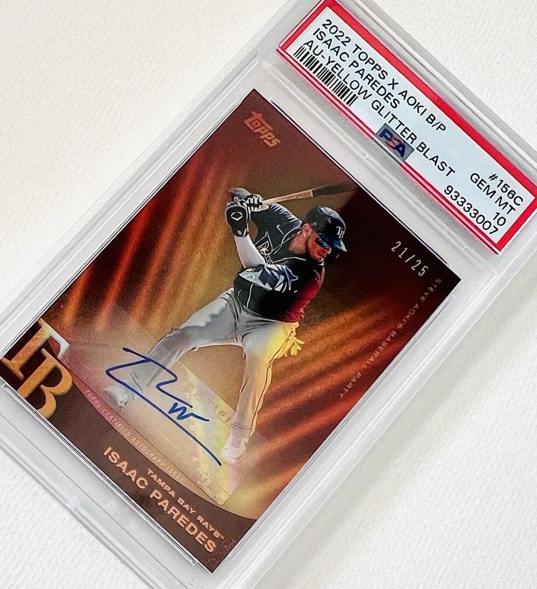 2022 Topps X Steve Aoki Isaac Paredes Auto Yellow Glitter SP #/25