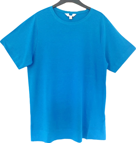 Ex Marks and Spencers M&S Ladies Women's Short Sleeve Linen Blend T Shirt - Picture 2 of 6
