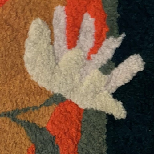 VTG 70s MCM Floral Hand Latch Hook Rug Wall Hanging Decor Finished ART 26x49 - Imagen 7 de 8