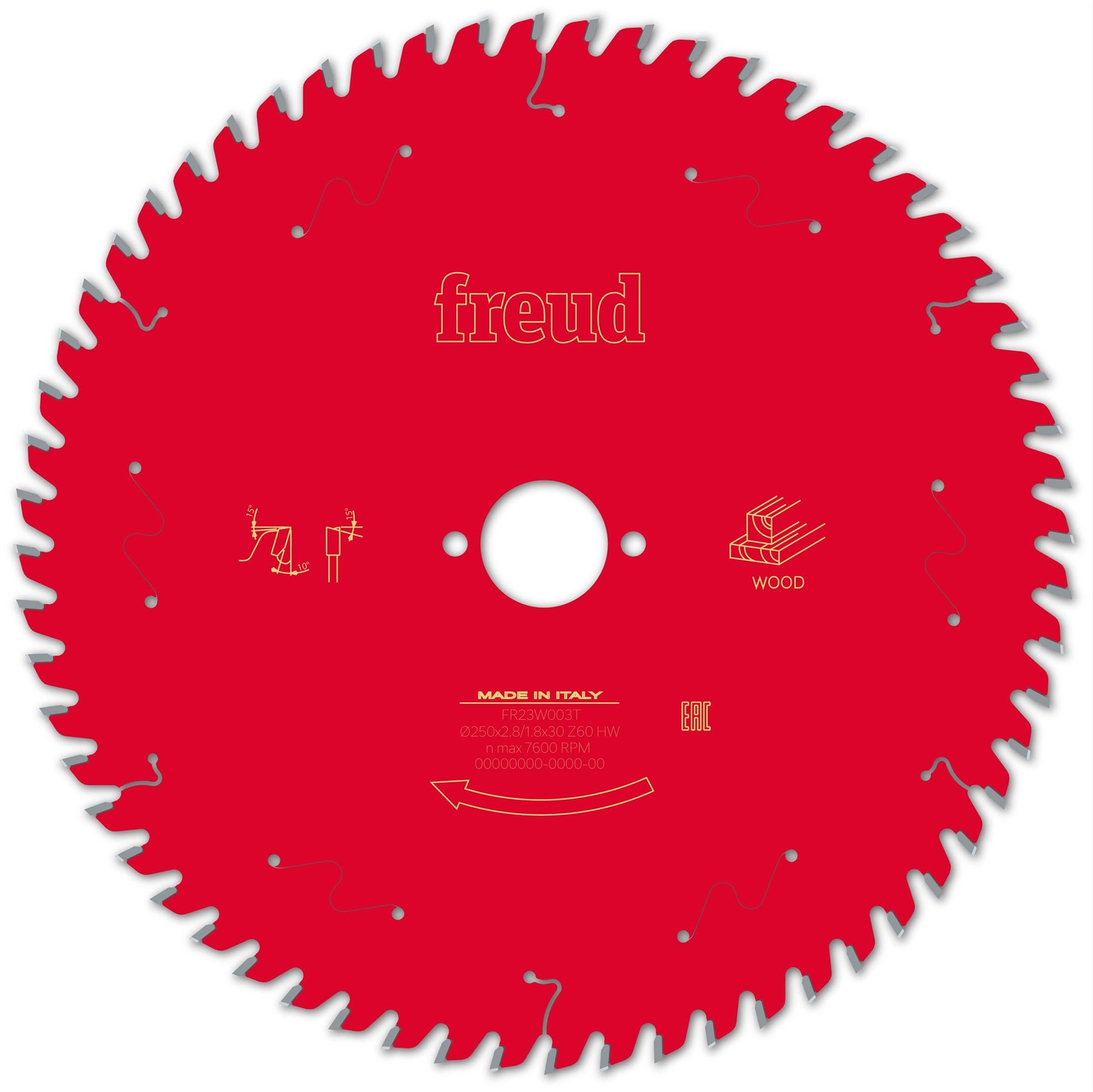 Freud F03FS09776 Wood Circular Saw Blade 250mm x 30mm x 2.8mm x 60T