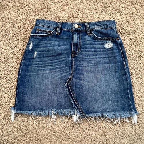 SANCTUARY Womens Denim Jean Cut-Off Distressed Mini Skirt 24 High-Waist Pockets