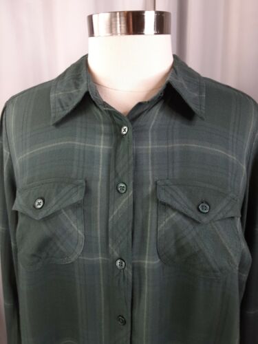 Style & Co Women Shirt Plus Green Plaid Utility Long Sleeve Top Bust 48" Size 0X - Picture 4 of 12