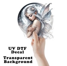 Silver Moon Fairy UV DTF Transparent Sticker / Decal