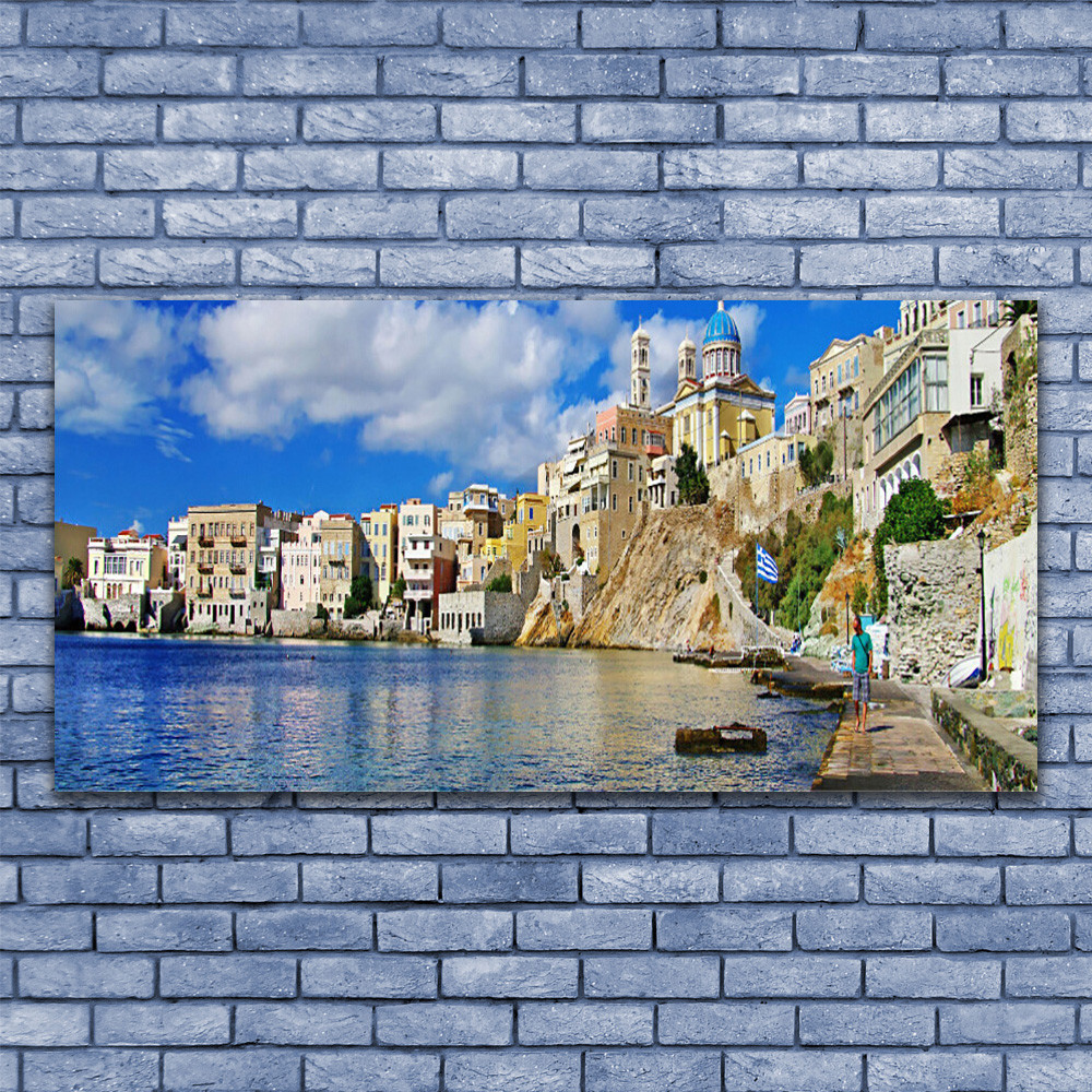 Tableau sur Verre 140x70 Ville et Mer pour Agrandir une Pièce Lumineuse