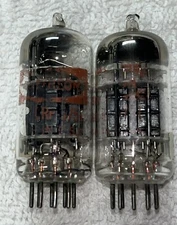 Pair RARE Raytheon CRP 5751/12ax7/ECC83 []-getter Triple Mica tubes TV7 Strong