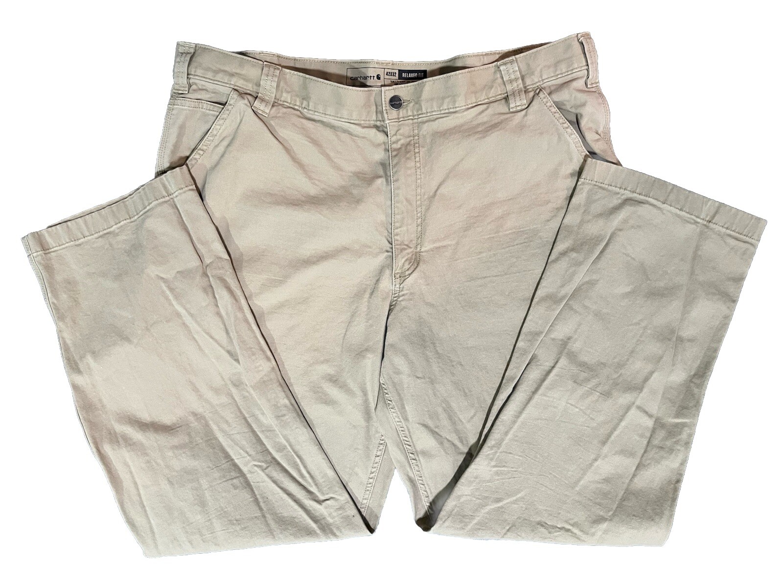 CARHARTT RUGGED FLEX RELAXED FIT 42X32 TAN CANVAS WORK PANTS