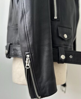 Acne Studios Mock Core Leather Moto Jacket - Black - Women's Size