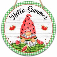 Summer Welcome Sign for Front Door Hello Summer Wooden Signs Wall Decor Water...