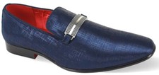 Men's Fancy Dress Casual Shoes Slip On Loafers Navy Blue Color Smokers 6979