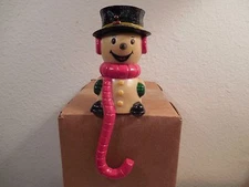 1982 Hard Plastic Snowman Christmas Stocking Hanger ~ Hong Kong