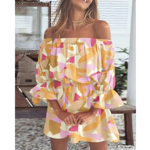 Ladies Summer Floral Sundress Boho Holiday Beach Women Mini Dress 1 - Picture 23 of 30