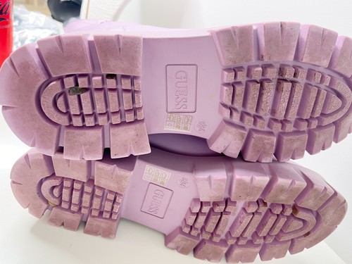 Stivali donna Guess lilla viola viola tacco grosso blocco monogramma firmati - Foto 7 di 7