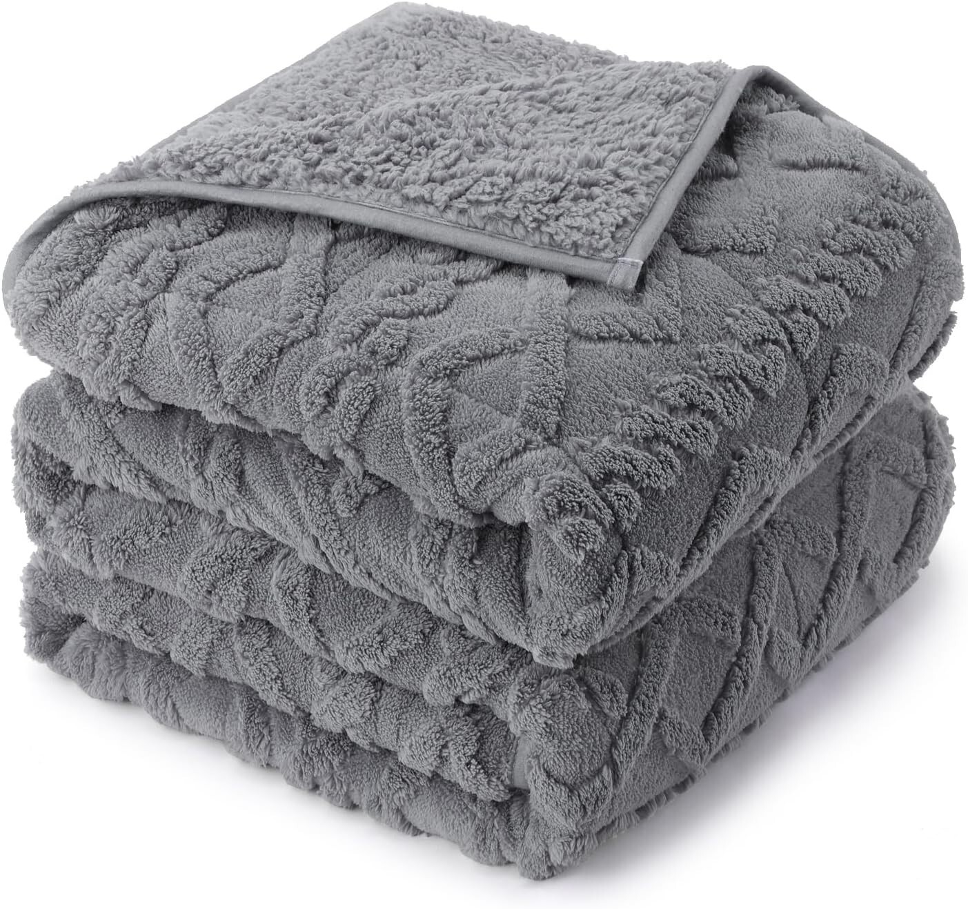 Drewin Weighted Blanket for Adults15 lbs, Dual Sided Jacquaurd Grey 48*72in-image