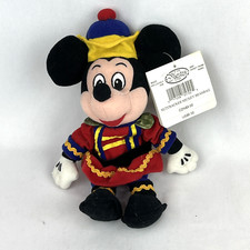 Holiday Nutcracker Mickey Mouse 8" Bean Bag Plush With Tag Disney Store Vintage