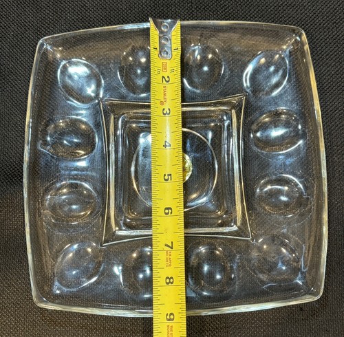HAZEL-WARE Simplicity Clear Glass Deviled Egg 9” Square Serving Plate USA - Picture 6 of 7