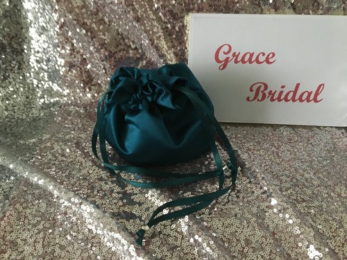 TEAL GREEN SATIN DOLLY BAG BRIDESMAID PROM FLOWER GIRL **free swatches** - Picture 12 of 25