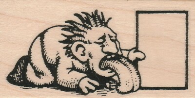 Man Licking Stamp 1 1/2 x 2 1/2'' Rubber Stamp, Post Card Stamp, Media Mail