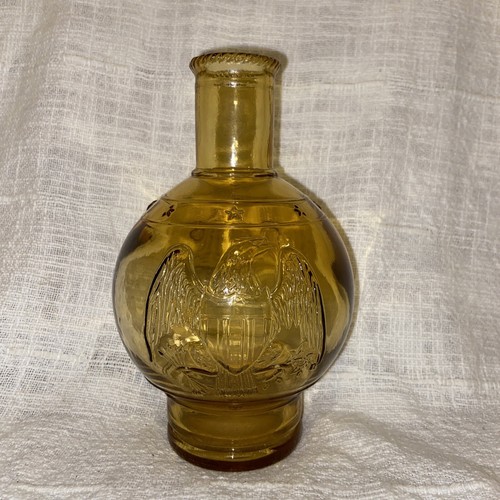 Vintage Amber Wheaton Glass Fire Extinguisher Bottle Eagle Stars