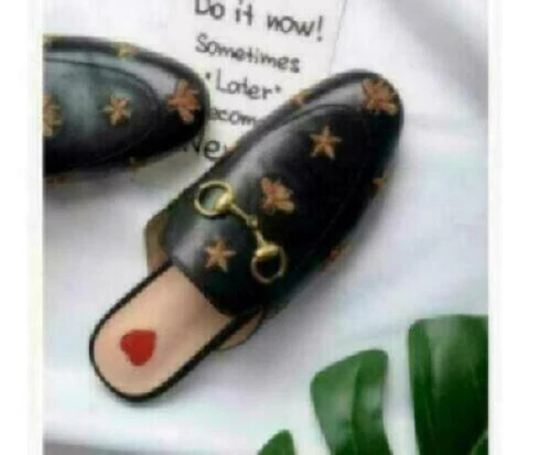 Women Leather Slippers Embrodiery Mules Princetown Horsebit Mules Shoes 34-42 - Picture 18 of 30