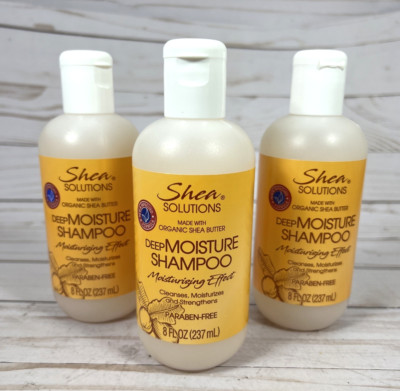 Shea Solutions Deep Moisture Shampoo Moisturizing Organic She Butter 8oz (3Pack)