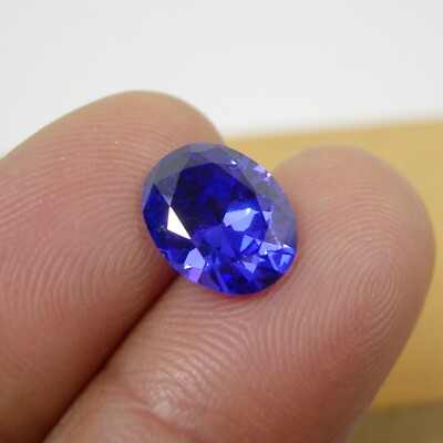 Oval 11x9mm Cut Dark Purple Lavender Blue Color Created Loose Gemstone, 5.4ct