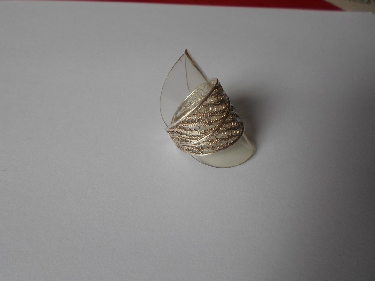 Bague En Argent Massif Filigrane Ajourée - Bandeau Large - Taille 60 - Occasion