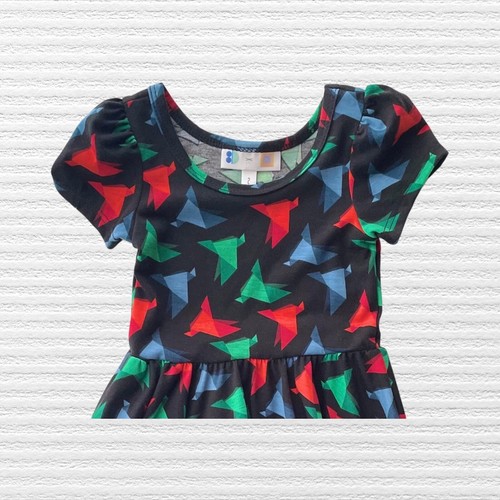 New Dot Dot Smile Toddler Girls Origami Dress Blue Red Green Short Sleeve Sz 2T - Picture 3 of 11