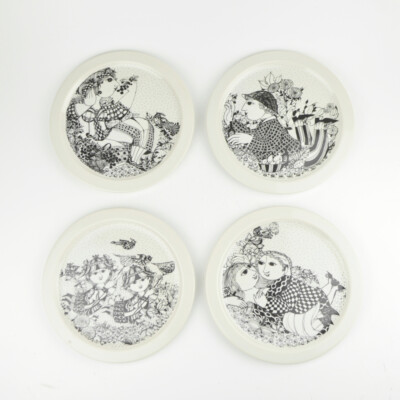 4 Rosenthal Plates - Bjørn Wiinblad - Studio Line - Wall Plate - Vintage - 20cm