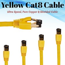 CAT8 Ethernet Cable Yellow Copper RJ45 Network Lan Patch Cord SFTP 26AWG Lot