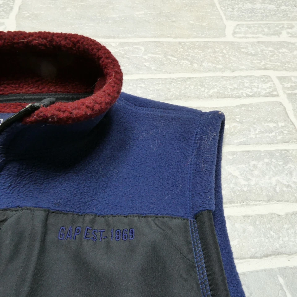 ВИНТАЖНЫЙ GAP детский флисовый жилет размер 2XL (14-16) синий полный молнии карманы насмешливый гриф - Изображение 3 из 4
