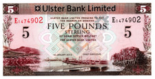 Northern Ireland 5 Pound 2013 UNC Banknote P-340b Prefix E Ulster Bank Brown Sig