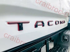 Raised Tailgate Insert Letters Stickers fits 2016-23 Toyota Tacoma Black Red