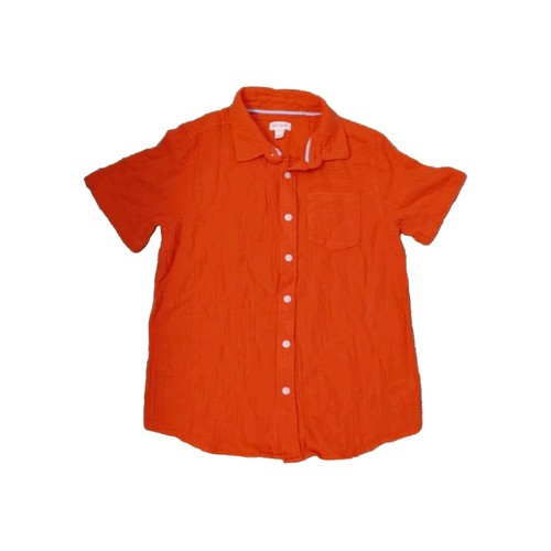 NWT Cat & Jack Boy's Size L 10/12 Red Short Sleeve Button Up Collard Shirt