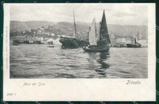 Trieste City Molo del Sale Boats PIEGHINE postcard RT4860
