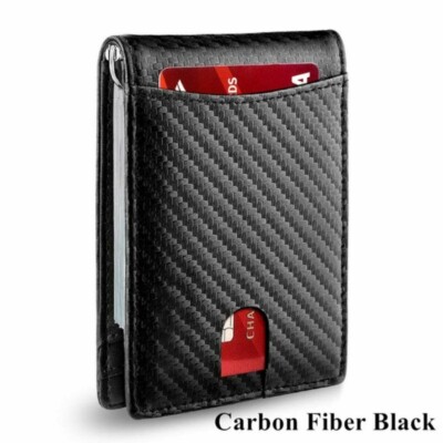 Minimalistische Herren Slim Wallet mit Geldklammer RFID Blocker Vordertasche