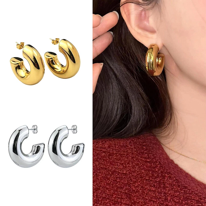 Metal earrings round deals