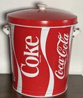 Vintage Coca Cola Metal Trash Can W Lid 19” x 15” Very Rare Collectible