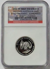 2009 PLATINUM DISCOVER AUSTRALIA 1/2oz $50 DREAMING - KANGAROO NGC PROOF 70 UC