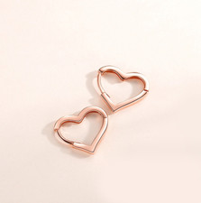 Women Girl 925 Silver Plated Heart Shape Plain Huggie Hoop Earrings 15mm TH1