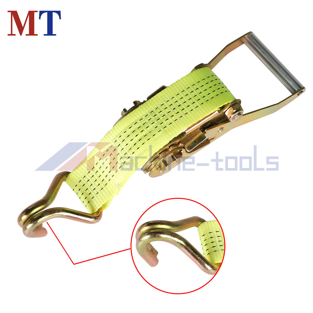 8 Pack Yellow Ratchet Straps J Hook 2" x 15' 5000 Lbs Heavy Duty Tie Downs