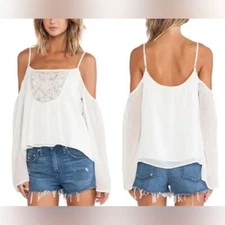 Lovers + Friends Ethereal Open Shoulder Top in White - S