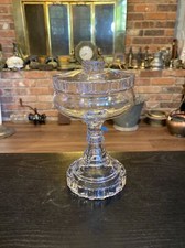 Antique EAPG Pressed Glass Pedestal Kerosene Oil Lamp with Chimney — listing 6