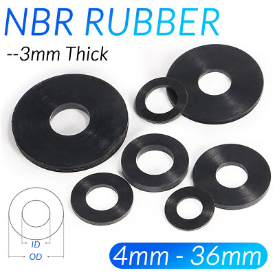 #ad #ad 3MM THICK BLACK NBR RUBBER FLAT ROUND RING WASHER SEAL GASKETS 10MM 56MM OD $99.10