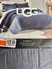 Ugg 2 piece Twin Reversible Comforter set, 100% Cotton, Quilt + Sham, Dark Grey.