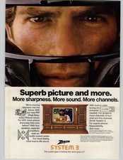 1981 Zenith System 3 Cabinet TV Vintage Print Ad Baseball Catcher On Screen Pic 