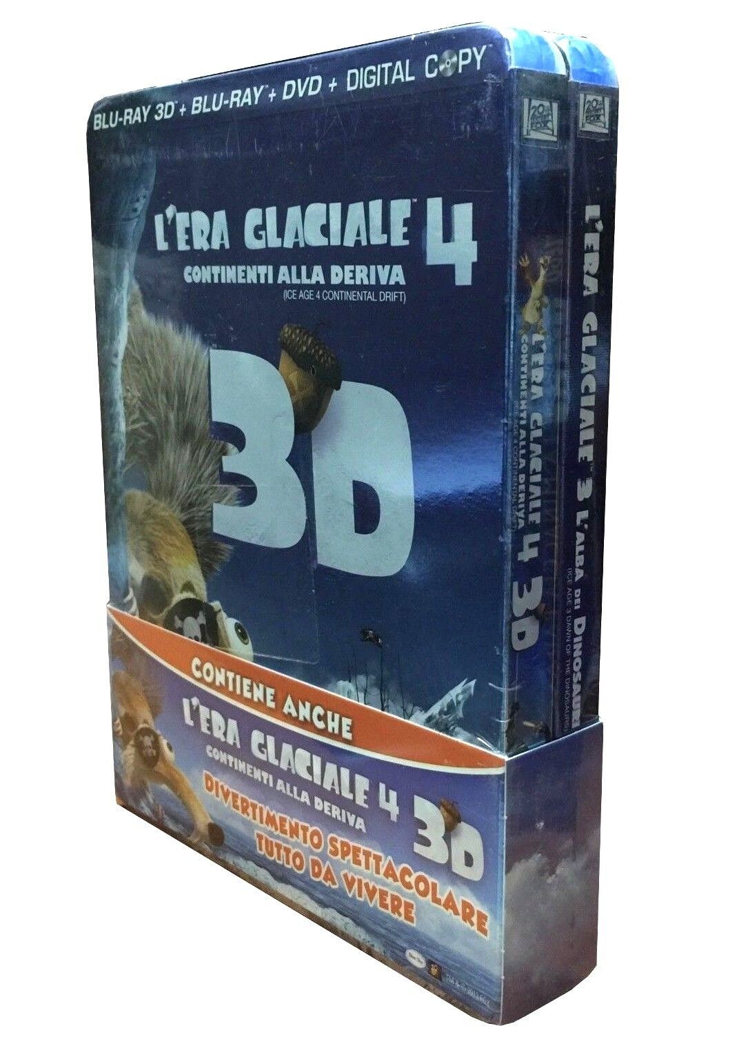 2 x Blu-ray 3D + Blu-ray 2D + Dvd **L'ERA GLACIALE 3 & 4** Combo Pack nuovo