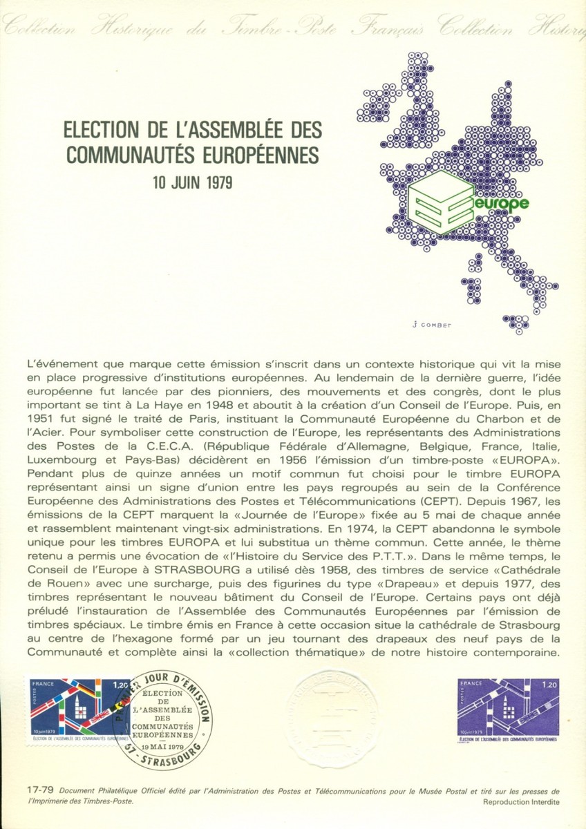 FRANCE SCOTT # 1650 FIRST DAY SOUVENIR PAGE, 1979, EUROPE