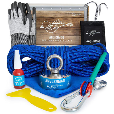 1250Lbs Magnet Fishing Kit, Double Sided Magnetic Fishing Kit w/ Rope, Carabiner