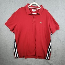 Men's Lacoste Red Polo Shirt Regular Fit Golf Short Sleeve Mens Size 3XL Striped